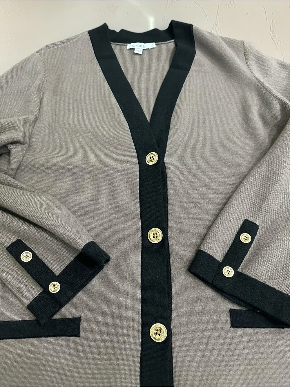 Chico’s Tank & Cardigan Set. Viscose Knit Blend. Stretchy. Dark Taupe. L-XL